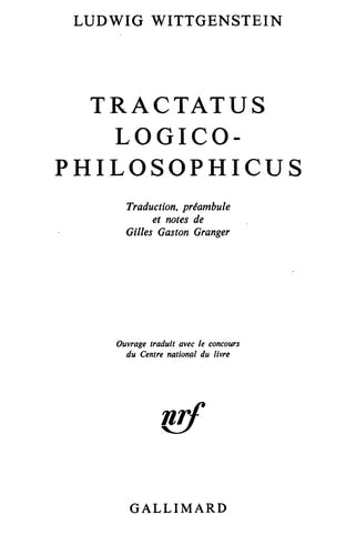 TRACTATUS LOGICO-PHILOSOPHICUS, de Ludwig Wittgenstein | portada del libro