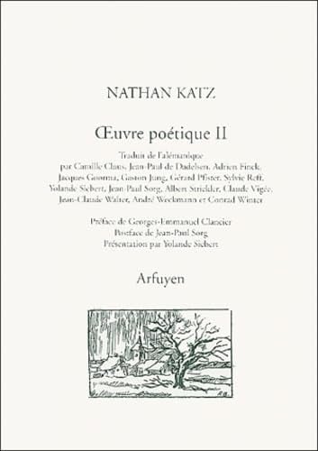 OEUVRE POETIQUE VOLUME 2, de KATZ NATHAN | portada del libro