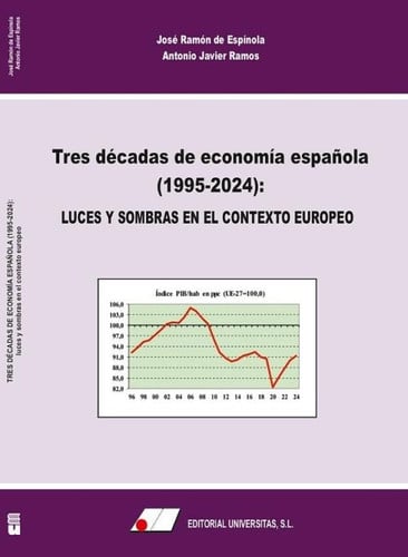 TRES DECADAS DE ECONOMIA ESPAÑOLA (1995-2024): LUCES Y SOMBRAS EN EL CONTEXTO EU, de DE ESPINOLA SALAZAR | portada del libro