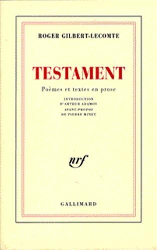 TESTAMENT, de Roger Gilbert-Lecomte | portada del libro