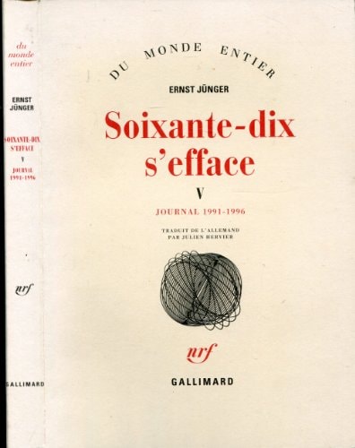 SOIXANTE-DIX S'EFFACE T5, de Ernst Jünger | portada del libro