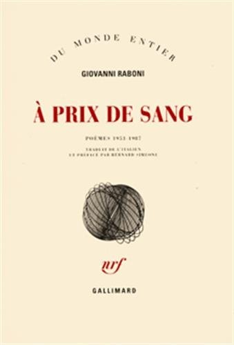 A PRIX DE SANG, de Giovanni Raboni | portada del libro
