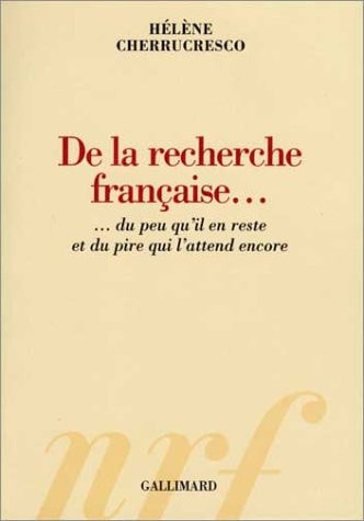 DE LA RECHERCHE FRANCAISE..., de Hélène Cherrucresco | portada del libro