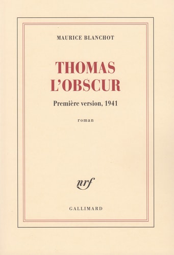THOMAS L'OBSCUR, de Maurice Blanchot | portada del libro