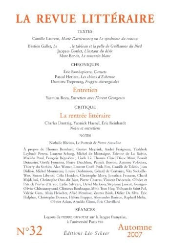 A REVUE LITTERAIRE N 32 AUTOMNE 2007, de Camille Laurens | portada del libro