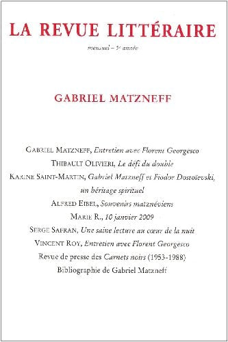 EVUE LITTERAIRE N 39 GABRIEL MATZNEFF09, de Collectif | portada del libro