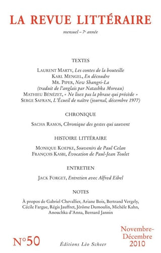 A REVUE LITTERAIRE N 50 NOVEMBRE-DECEMB, de COLLECTIF | portada del libro