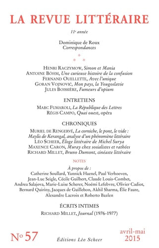 EVUE LITTERAIRE N 57 AVRIL-MAI 2015, de COLLECTIF | portada del libro