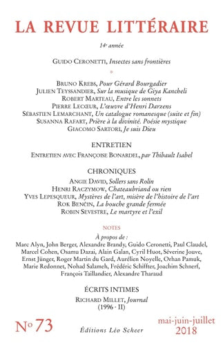 A REVUE LITTERAIRE N 73, de COLLECTIF | portada del libro