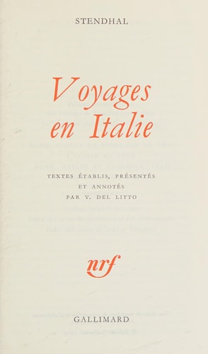 VOYAGES EN ITALIE, de Stendhal | portada del libro