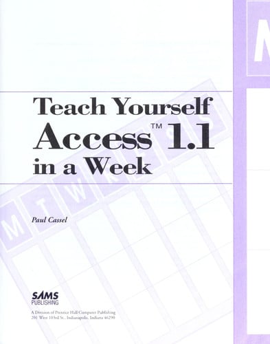 TEACH YOURSELF ACCESS 1.1 WEEK, de CASSEL | portada del libro