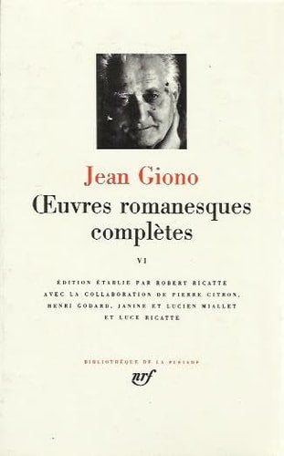 OEUVRES ROMANESQUES COMPLETES T6, de Jean Giono | portada del libro