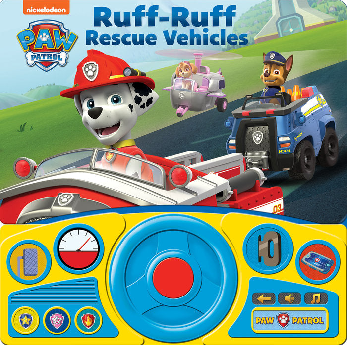 STEERING WHEEL BOOK PAW PATROL RUFF RUFF RESCUE VEHICLES, de PATRULLA CANINA | portada del libro