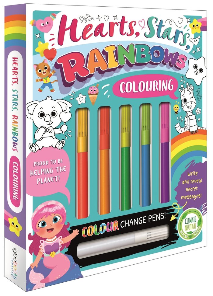 Hearts, Stars, Rainbows Colouring, de IGLOOBOOKS | portada del libro