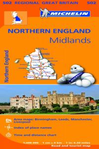 Mapa Regional Northern England, Midlands, de MICHELIN | portada del libro