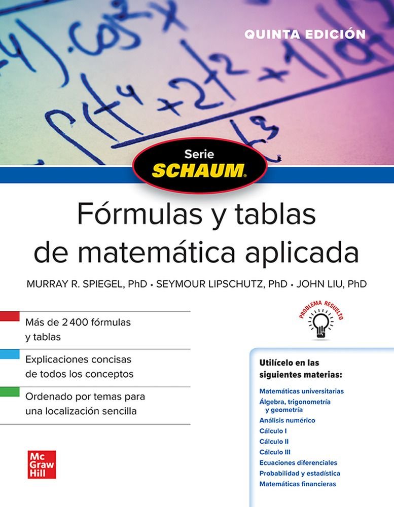 SCHAUM FORMULAS Y TABLAS DE MATEMATICA APLICADA, de SPIEGEL | portada del libro