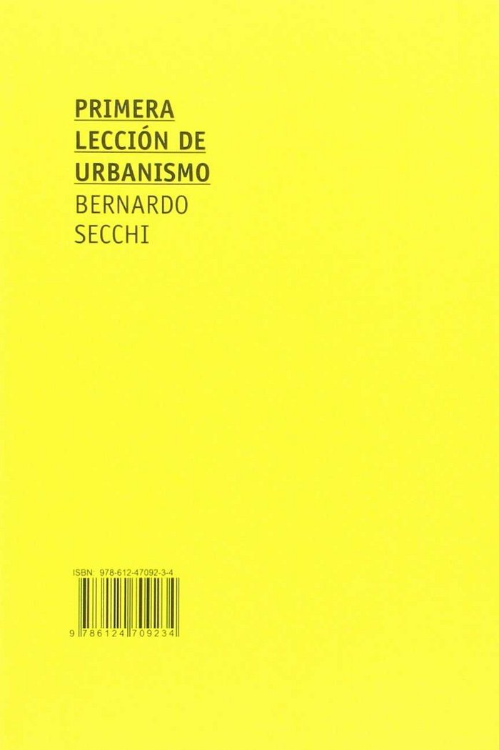 PRIMERA LECCION DE URBANISMO, de BERNARDO SECCHI | portada del libro