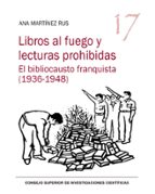 Libros al fuego y lecturas prohibidas: el bibliocausto franquista (1936-1948), de Ana Martínez Rus | portada del libro