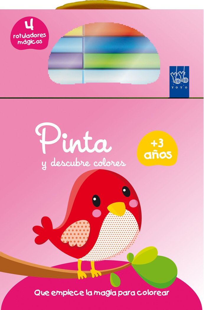 Pinta y descubre colores +3. Pájaro, de YOYO | portada del libro