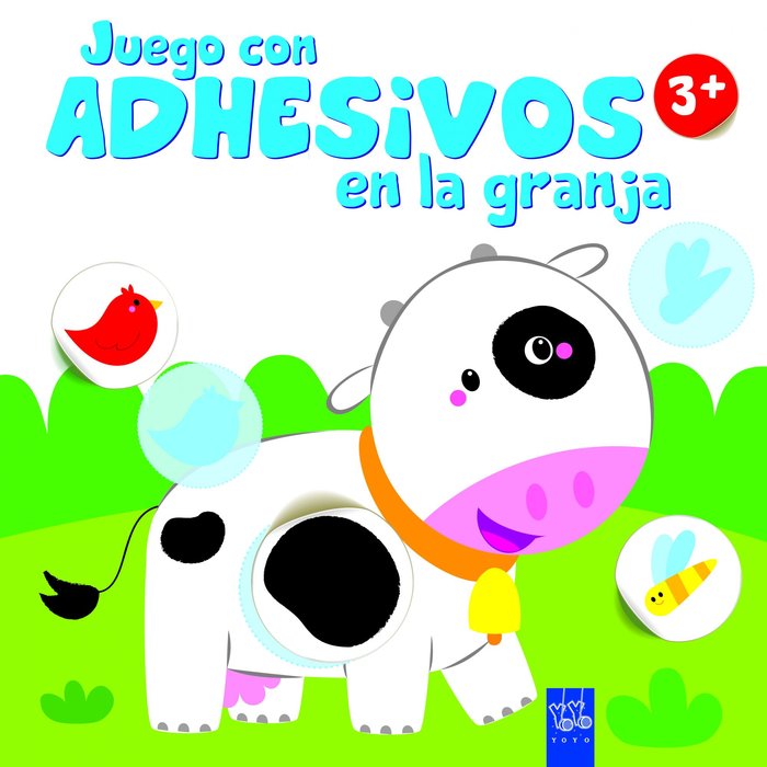 Juego con adhesivos en la granja +3. Vaca, de YOYO | portada del libro