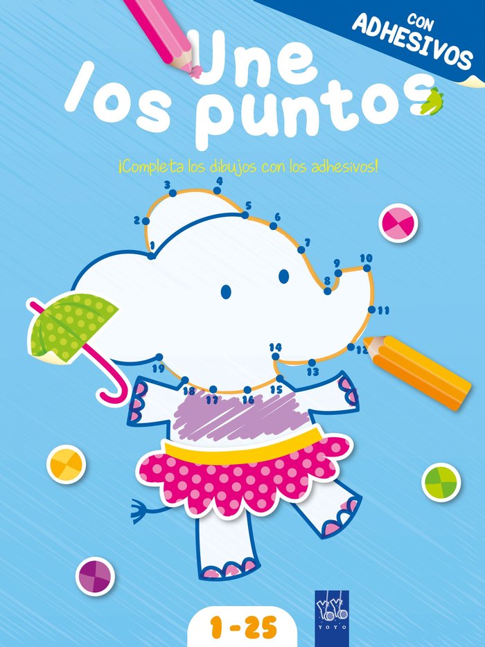 Une los puntos con adhesivos. Azul, de YOYO | portada del libro