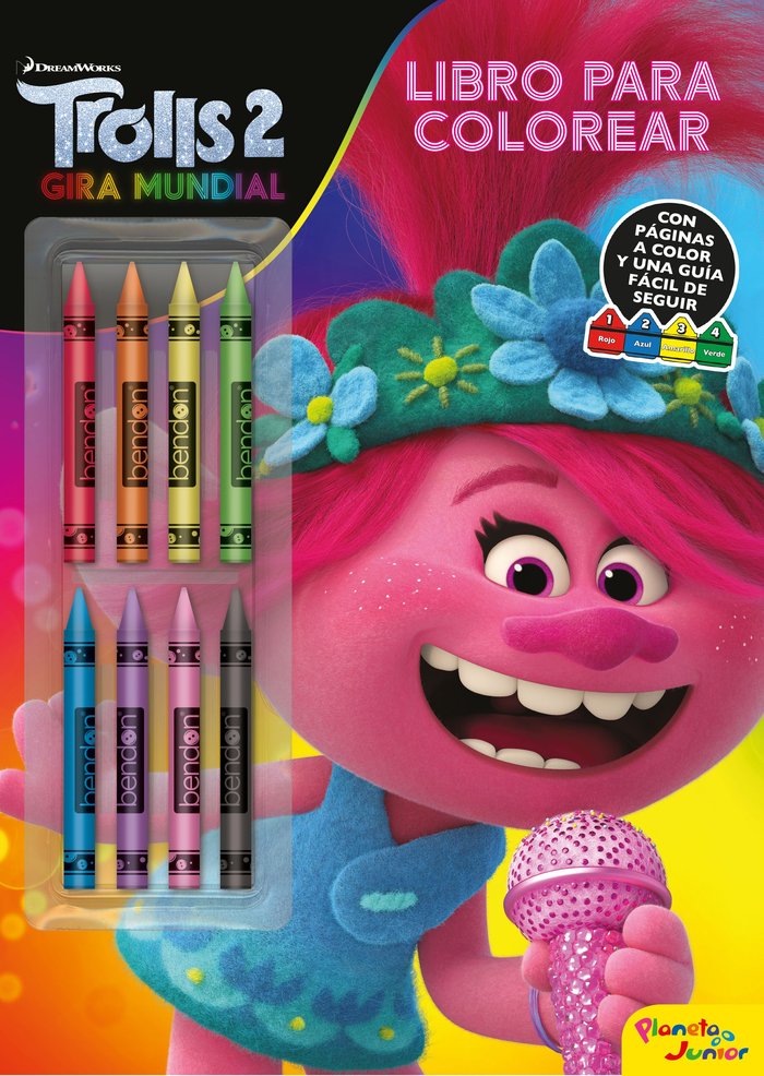 Trolls 2. Libro para colorear con ceras, de Dreamworks | portada del libro