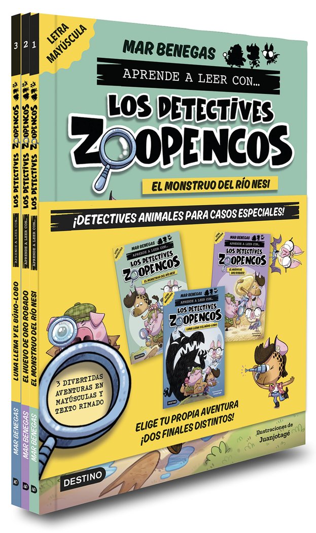 PACK APRENDE A LEER CON...LOS DETECTIVES ZOOPENCOS 1-3. ELIGE TU HISTORIA, de MAR BENEGAS | portada del libro