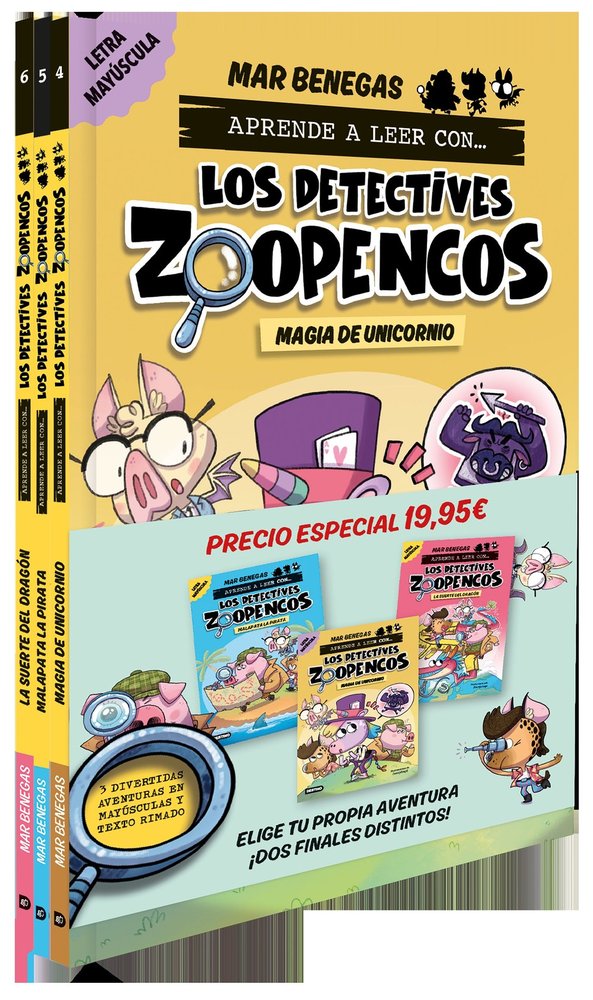 PACK APRENDE A LEER CON LOS DETECTIVES ZOOPENCOS 4 5 Y 6 EN, de MAR BENEGAS | portada del libro