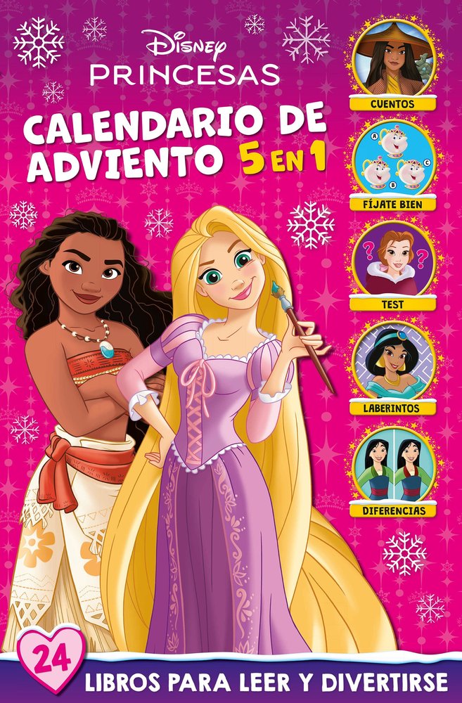 PRINCESAS. CALENDARIO DE ADVIENTO 5 EN 1, de DISNEY | portada del libro