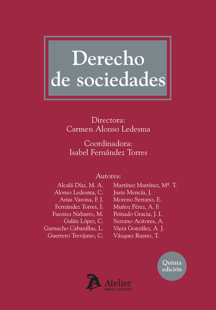 DERECHO DE SOCIEDADES 5ª EDICION, de CARMEN ALONSO LEDESMA | portada del libro