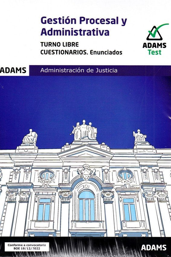 GESTION PROCESAL Y ADMINISTRATIVA ( TURNO LIBRE) - CUESTIONARIOS. ENUNCIADOS.SOL | portada del libro