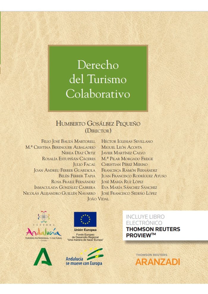 Derecho del Turismo Colaborativo (Papel e-book), de GOSALBEZ PEQUEÑO, HUMBERTO | portada del libro