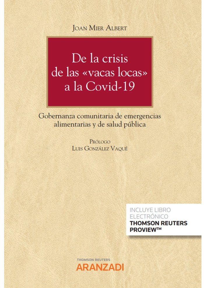 DE LA CRISIS DE LAS VACAS LOCAS A LA COVID-19: GOBERNANZA, de MIER ALBERT, JOAN | portada del libro