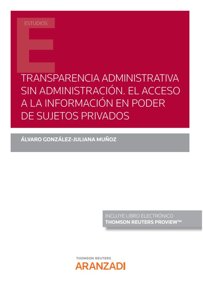TRANSPARENCIA ADMINISTRATIVA SIN ADMINISTRACION. EL ACCESO A, de GONZALEZ-JULIANA MUÑOZ, ALVARO | portada del libro