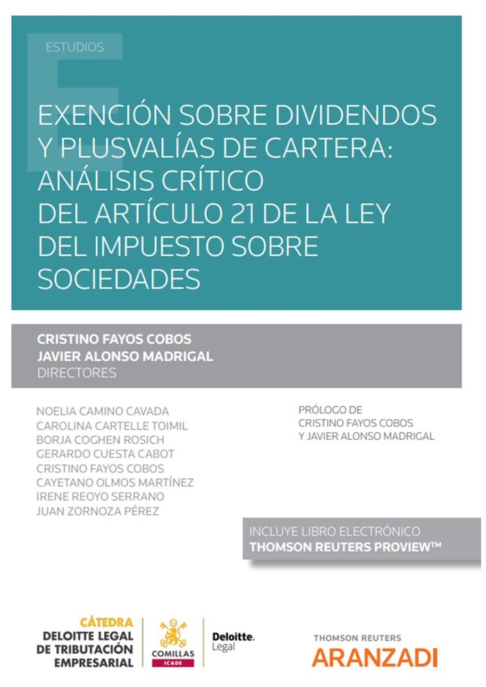 EXENCION SOBRE DIVIDENDOS Y PLUSVALIAS DE CARTERA: ANALISIS, de CRISTINO FAYOS COBOS | portada del libro