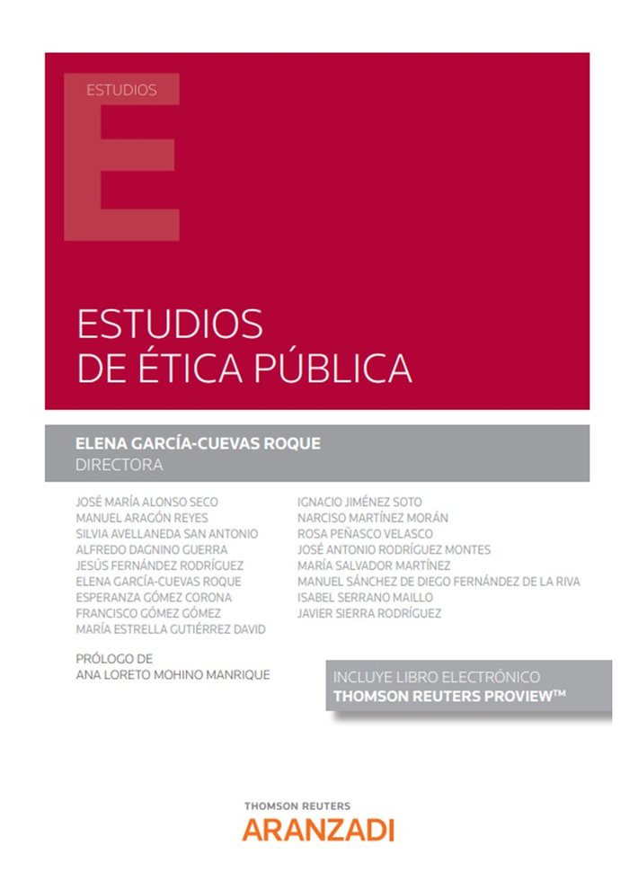 ESTUDIOS DE ETICA PUBLICA, de ELENA GARCIA-CUEVAS ROQUE | portada del libro