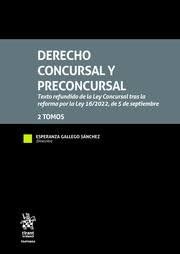 DERECHO CONCURSAL Y PRECONCURSAL 2 TOMOS TEXTO REFUNDIDO LE, de ESPERANZA GALLEGO | portada del libro