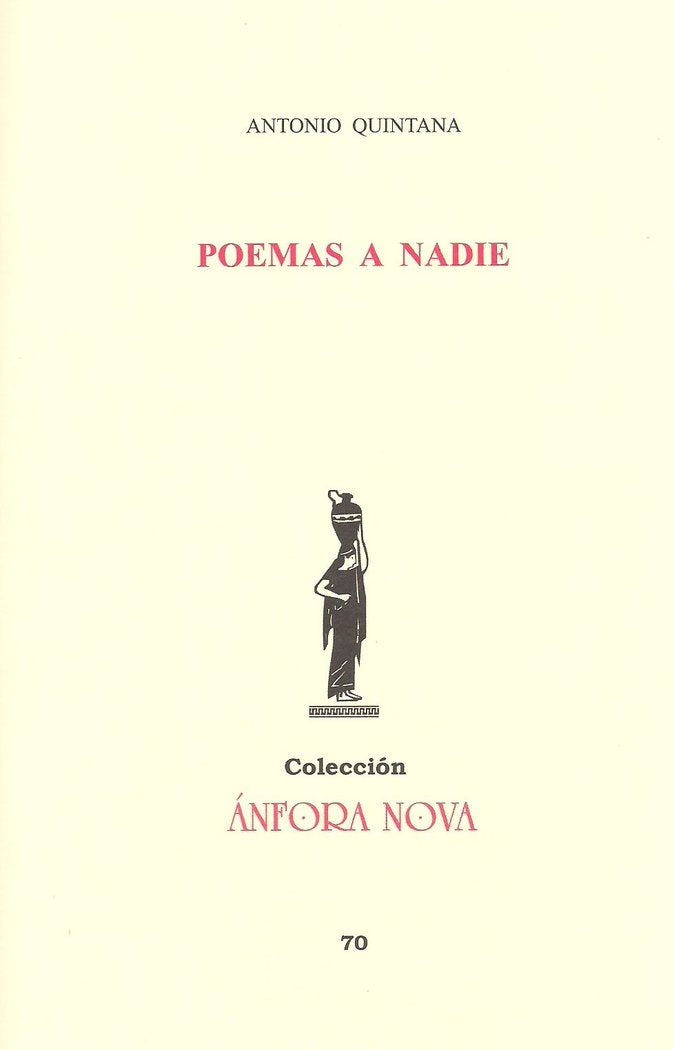 Poemas a nadie, de Quintana, Antonio | portada del libro