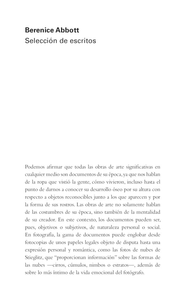 Selección de escritos, de Abbott, Berenice | portada del libro