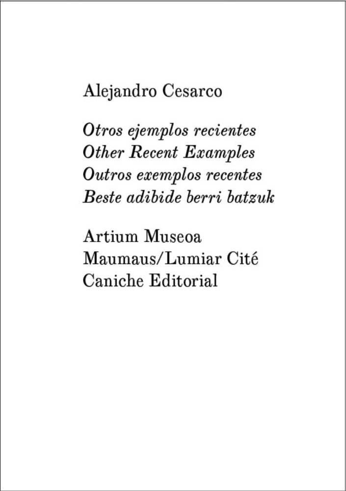 Otros ejemplos recientes, de CESARCO, ALEJANDRO | portada del libro