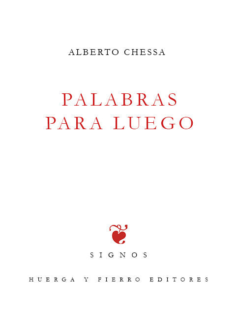 PALABRAS PARA LUEGO, de A CHESSA | portada del libro