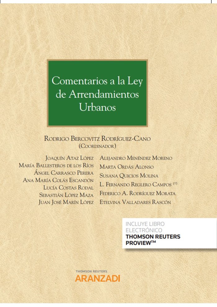 Comentarios a la Ley de Arrendamientos Urbanos (Papel + e-book), de Ataz López , Joaquín | portada del libro