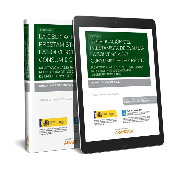 La obligación del prestamista de evaluar la solvencia del consumidor de crédito (Papel + e-book), de Collado Rodríguez, Noeli