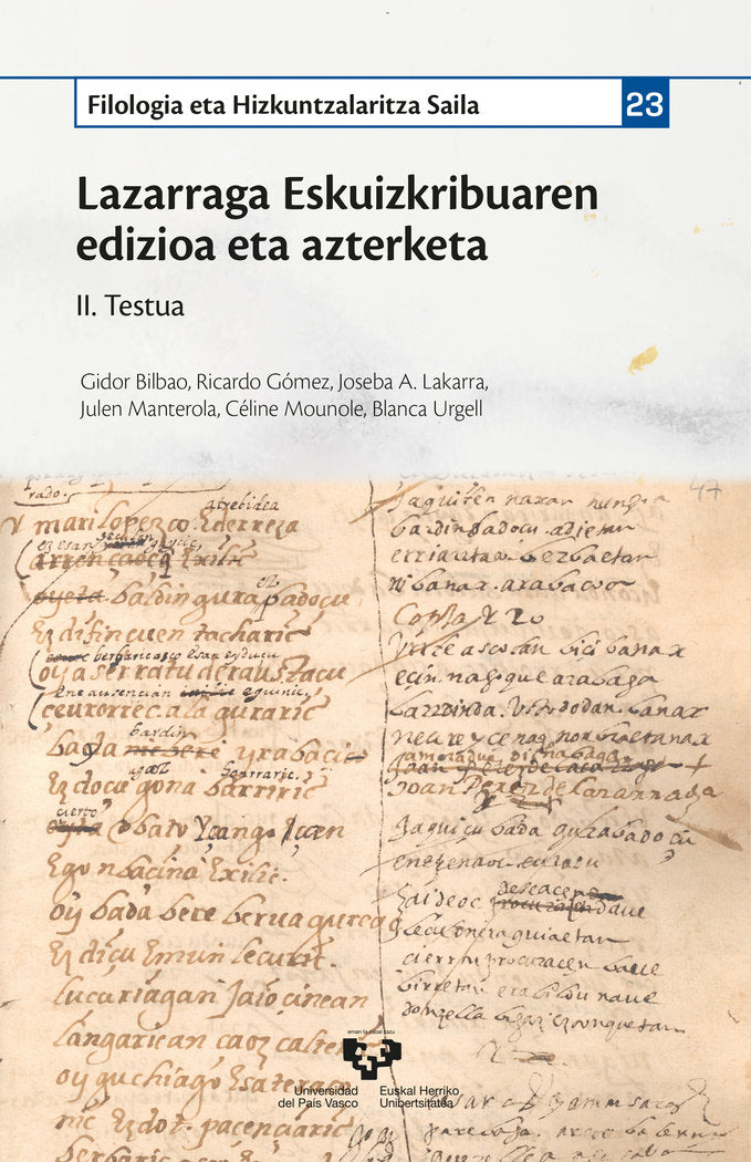 Lazarraga Eskuizkribuaren edizioa eta azterketa. II. Testua, de Bilbao Telletxea, Gidor | portada del libro