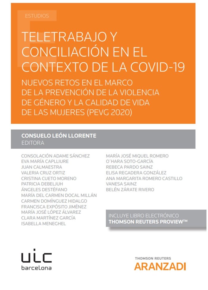 Teletrabajo y conciliación en el contexto de la COVID-19 (Papel + e-book), de León Llorente, Consuelo | portada del libro