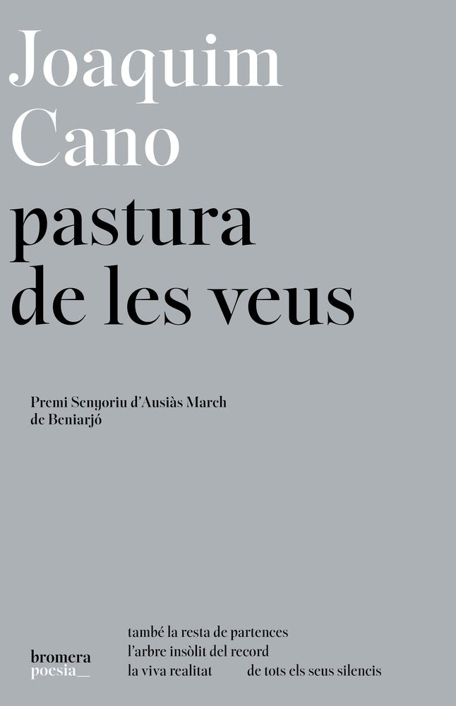 PASTURA DE LES VEUS, de JOAQUIM CANO | portada del libro