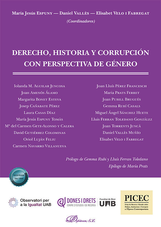 DERECHO HISTORIA Y CORRUPCION CON PERSPECTIVA DE GENERO | portada del libro