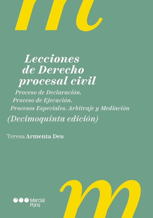 LECCIONES DE DERECHO PROCESAL CIVIL 15º ED, de TERESA ARMENTA | portada del libro