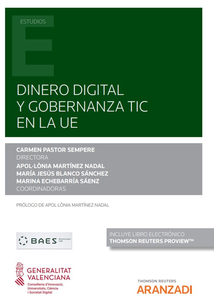 DINERO DIGITAL Y GOBERNANZA TIC EN LA UE, de CARMEN PASTOR SEMPERE | portada del libro