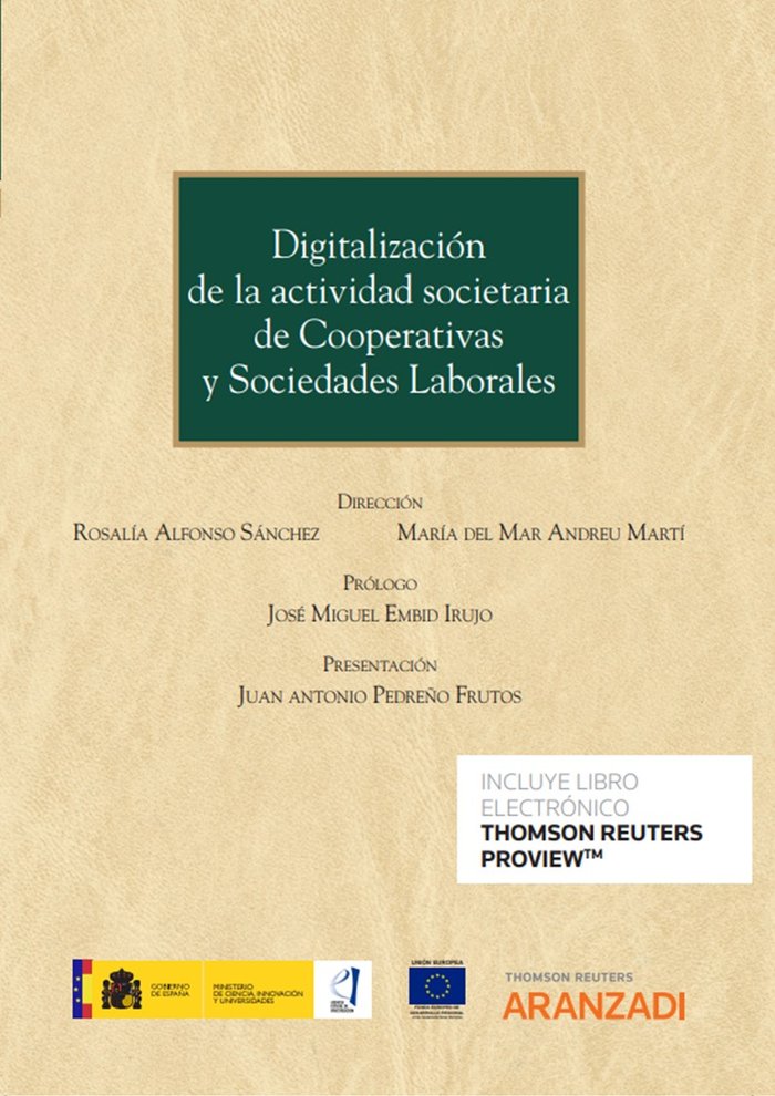 DIGITALIZACION DE LA ACTIVIDAD SOCIETARIA DE COOPERATIVAS Y, de MARIA DEL MAR ANDREU MARTI | portada del libro